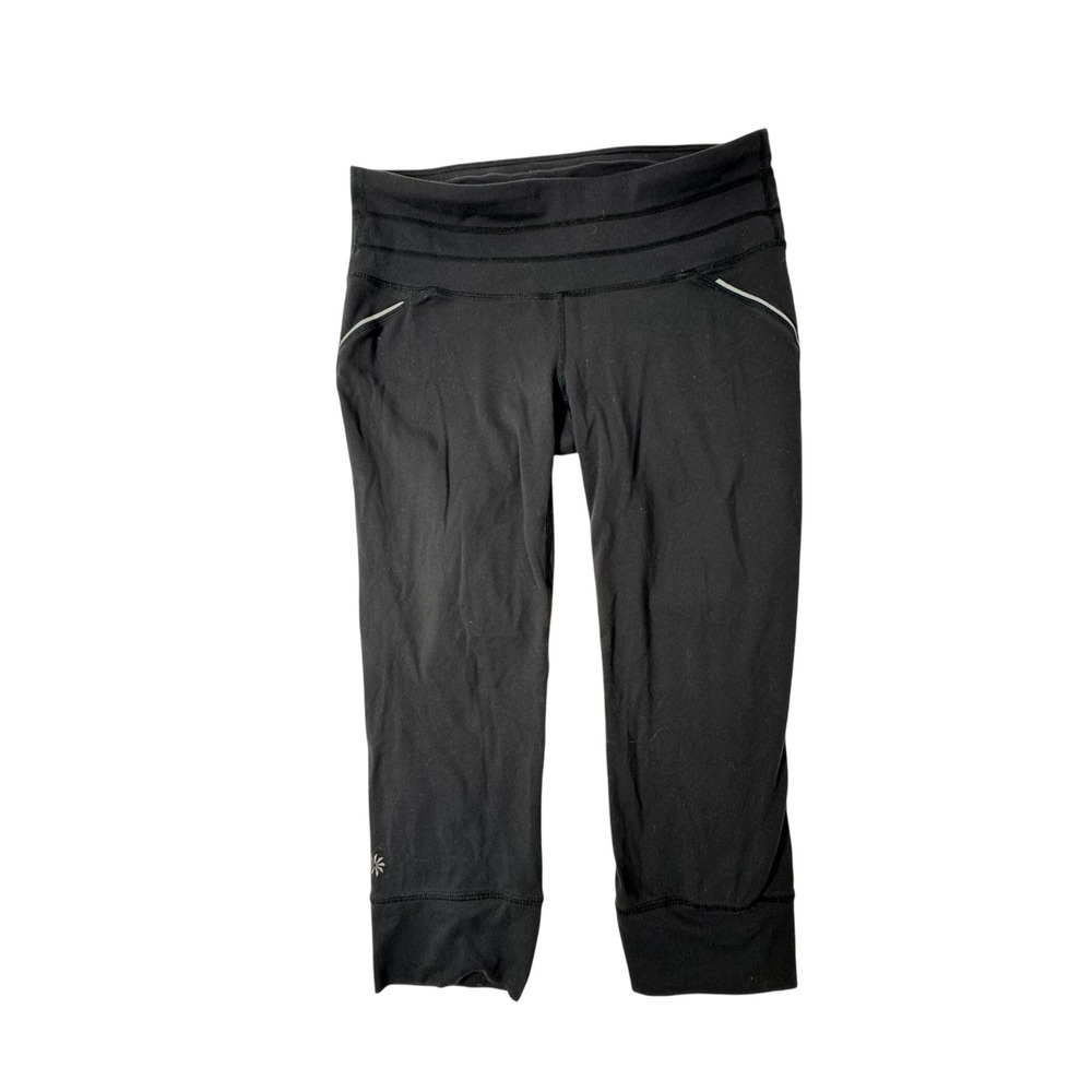 Activewear Athleta Womens S Capri Running Leggings Black Mesh Reflective Pocket
